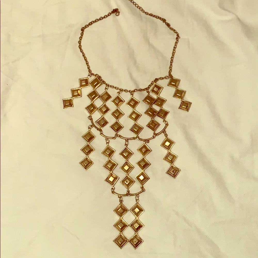 Gold tone bib necklace